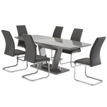 Samson Extending Grey Glass Dining Table 6 Sako Grey Chairs