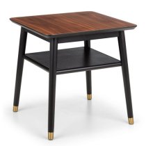 Farica Wooden Lamp Table With Shelf In Walnut And Black