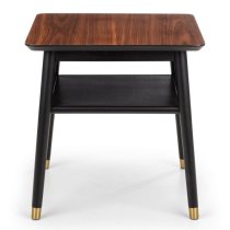 Farica Wooden Lamp Table With Shelf In Walnut And Black