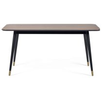 Farica Rectangular Wooden Dining Table In Walnut And Black