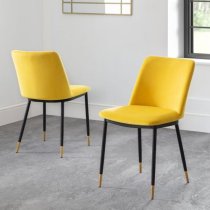 Farica Rectangular Dining Table With 6 Daiva Mustard Chairs