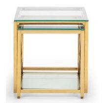 Maemi Clear Glass Nest Of 2 Tables With Gold Frame