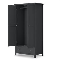 Madge Wooden Wardrobe With 2 Doors And 1 Drawer In Anthracite