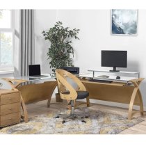 Modular Real Oak Wood Curve Corner Computer Desk