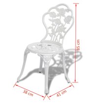 Brandi Cast Aluminium 3 Piece Bistro Set In White