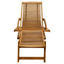 Anya Outdoor Wooden Sun Lounger With Footrest In Light Oak