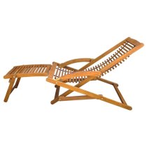 Anya Outdoor Wooden Sun Lounger With Footrest In Light Oak