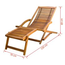 Anya Outdoor Wooden Sun Lounger With Footrest In Light Oak