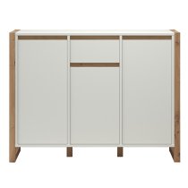 Depok Wooden Sideboard With 3 Doors 1 Drawer In White And Oak