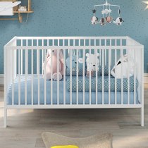 Uvatera Wooden Baby Cot With Slatted Frame In Matt White