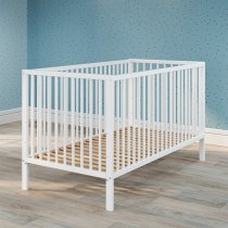 Uvatera Wooden Baby Cot With Slatted Frame In Matt White