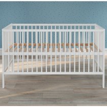 Uvatera Wooden Baby Cot With Slatted Frame In Matt White