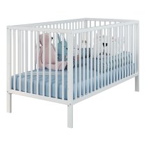 Uvatera Wooden Baby Cot With Slatted Frame In Matt White