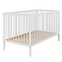 Uvatera Wooden Baby Cot With Slatted Frame In Matt White