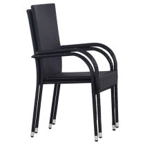 Garima Outdoor Black Poly Rattan Dining Chairs In A Pair