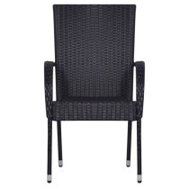 Garima Outdoor Black Poly Rattan Dining Chairs In A Pair