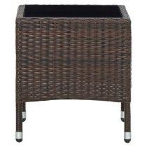 Ijaya Square Glass Top Rattan Garden Dining Table In Brown