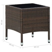 Ijaya Square Glass Top Rattan Garden Dining Table In Brown