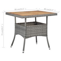 Ijaya Square Wooden Top Rattan Garden Dining Table In Grey