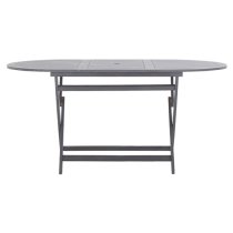 Libni Oval Folding Wooden Garden Dining Table In Grey Wash