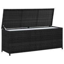 Ijaya 150cm Poly Rattan Garden Storage Box In Black