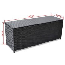 Ijaya 150cm Poly Rattan Garden Storage Box In Black