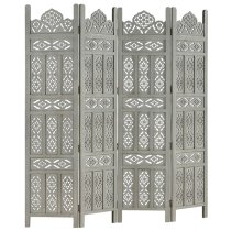 Fauci Mango Wood 4 Panels 160cm x 165cm Room Divider In Grey