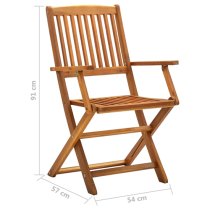 Libni Outdoor Natural Solid Acacia Wooden Dining Chairs In Pair