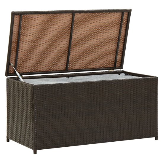 Ijaya 100cm Poly Rattan Garden Storage Box In Brown