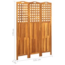 Filiz 3 Panels 121cm x 2cm x 170cm Room Divider In Acacia Wood