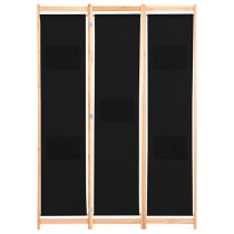 Gavyn Fabric 3 Panels 120cm x 170cm Room Divider In Black