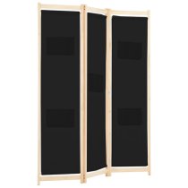 Gavyn Fabric 3 Panels 120cm x 170cm Room Divider In Black