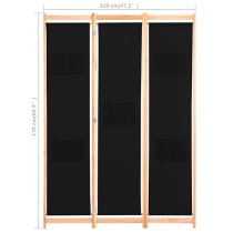 Gavyn Fabric 3 Panels 120cm x 170cm Room Divider In Black