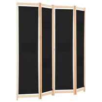 Gavyn Fabric 4 Panels 160cm x 170cm Room Divider In Black