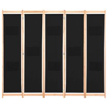 Gavyn Fabric 5 Panels 200cm x 170cm Room Divider In Black