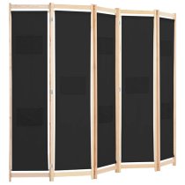 Gavyn Fabric 5 Panels 200cm x 170cm Room Divider In Black