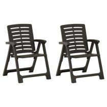 Derik Elegant Design Anthracite Plastic Garden Chairs In Pair