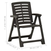 Derik Elegant Design Anthracite Plastic Garden Chairs In Pair