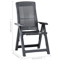 Derik Outdoor Anthracite Plastic Reclining Chairs In Pair