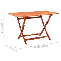 Landri Wooden Folding 120cm Garden Dining Table In Oil Finish