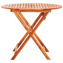 Landri Round Folding 90cm Garden Dining Table In Oil Finish