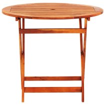 Landri Round Folding 90cm Garden Dining Table In Oil Finish