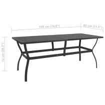 Lanai Steel 190cm Garden Dining Table In Anthracite