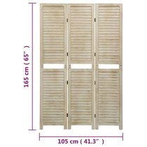 Helsa Wood Paulownia 3 Panels 105cm x 165cm Room Divider