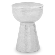 Mekbuda Round Metal Side Table In Silver Shiny Polished