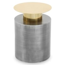 Mekbuda Round Metal Side Table In Gold And Antique Zinc