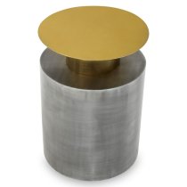 Mekbuda Round Metal Side Table In Gold And Antique Zinc