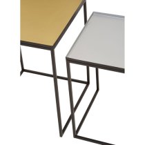 Mekbuda Square Metal Nest Of 2 Tables In Gold And Silver