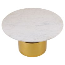 Mekbuda Round White Marble Top Coffee Table With Gold Base