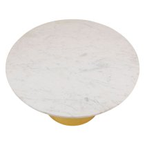 Mekbuda Round White Marble Top Coffee Table With Gold Base